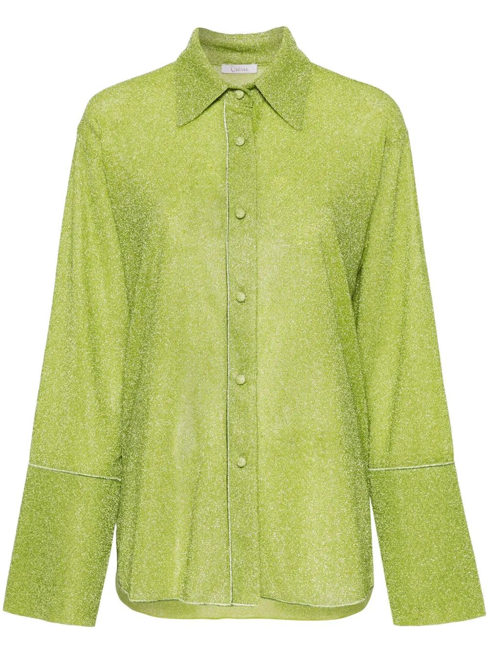 Metallic-Threading Bell-Sleeve Shirt