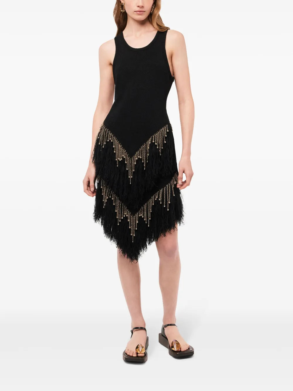 Bead-Embellished Linen Skirt