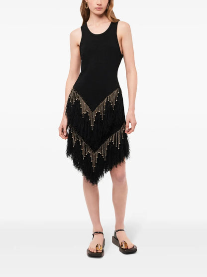 Bead-Embellished Linen Skirt