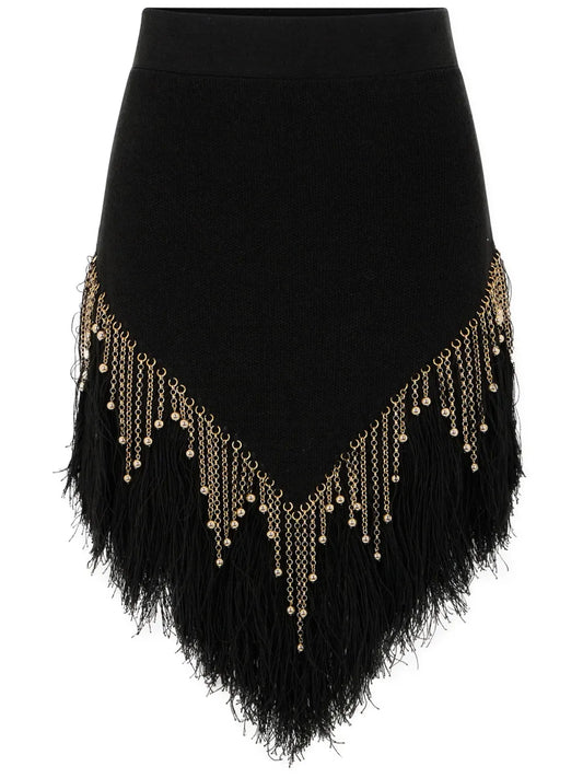 Bead-Embellished Linen Skirt