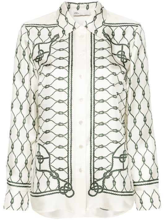 Knot-Print Silk Shirt