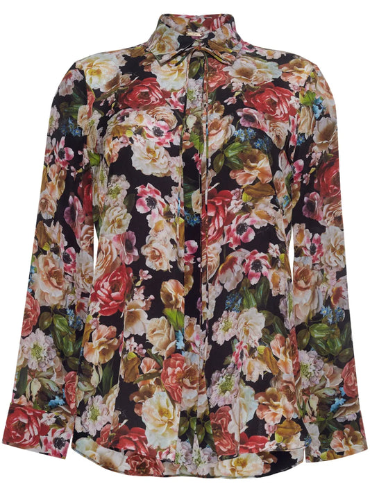 Floral-Print Silk Crepe De Chine Shirt