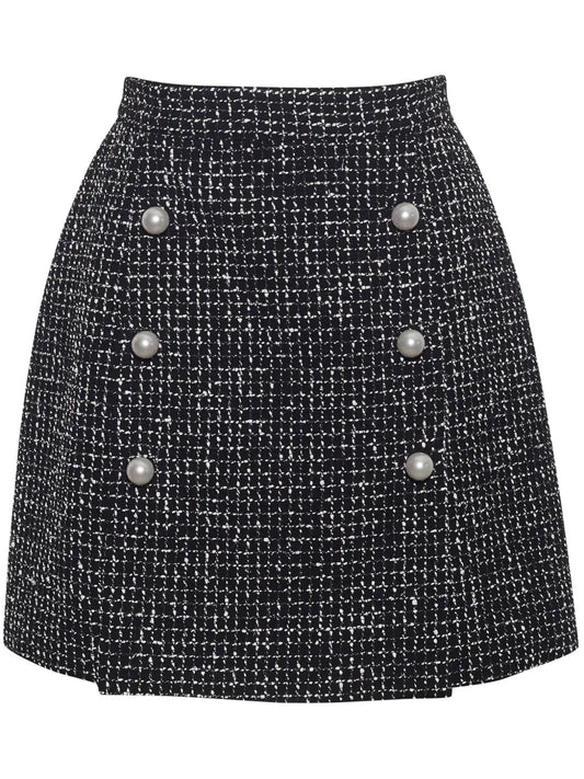 Double-Breasted Tweed Skirt