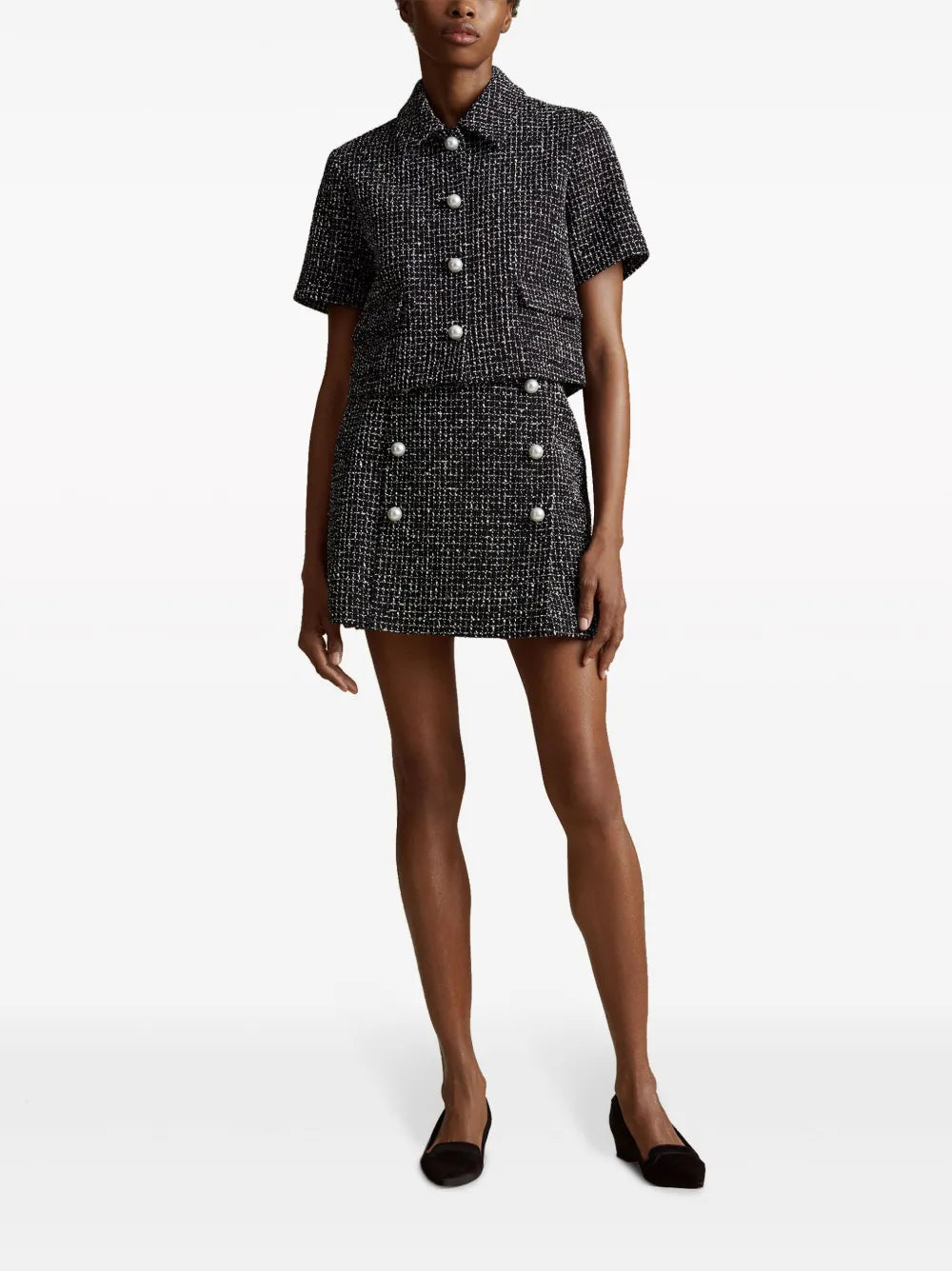 Double-Breasted Tweed Skirt