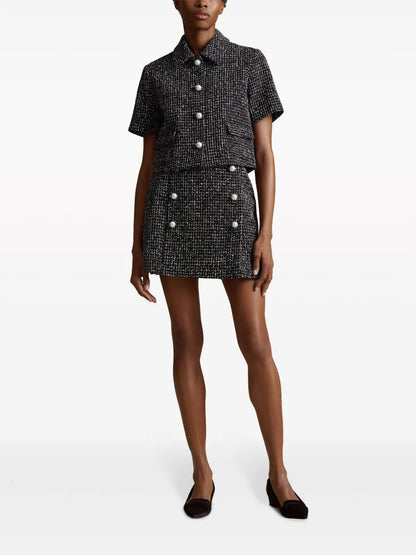 Double-Breasted Tweed Skirt