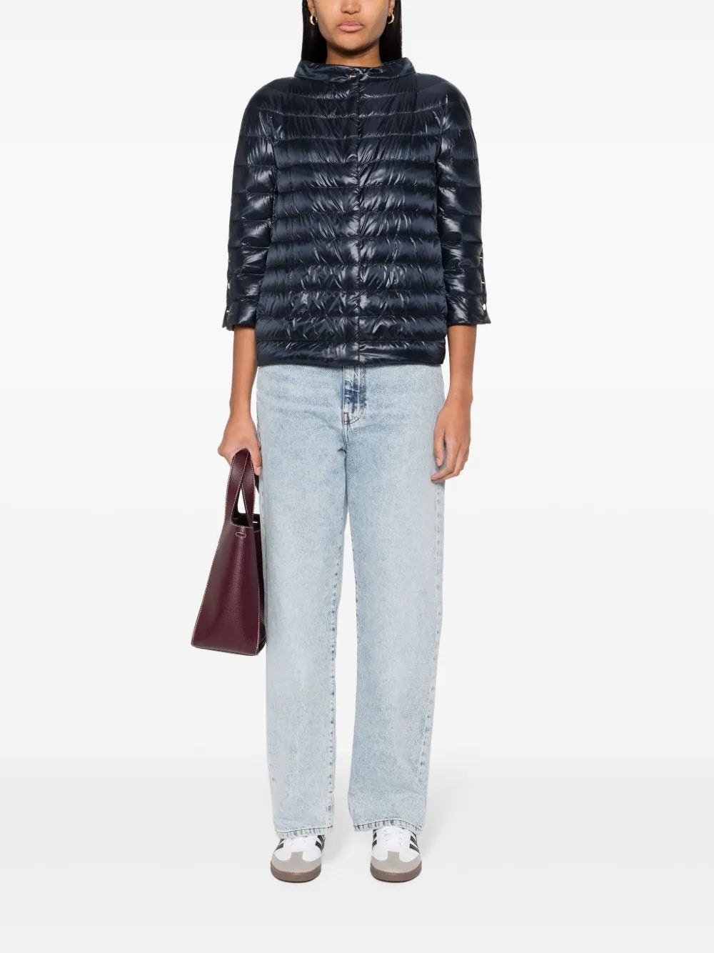 Mock-Neck Quilted Jacket