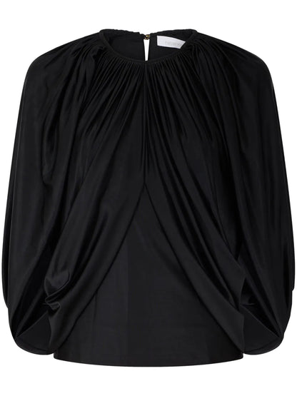 Round-Neck Draped Blouse