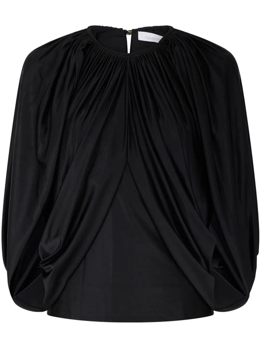 Round-Neck Draped Blouse