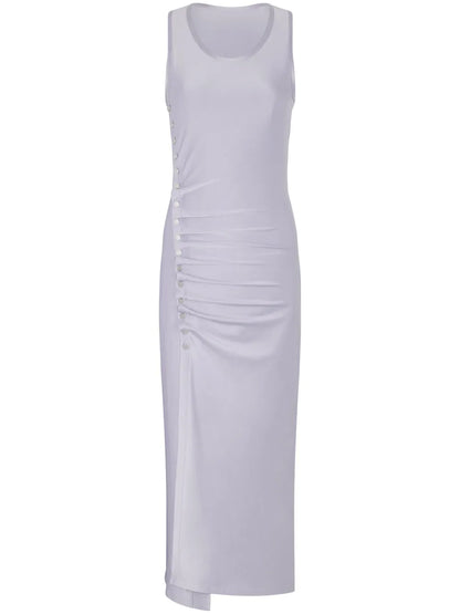 Stud-Detailed Sleeveless Midi Dress