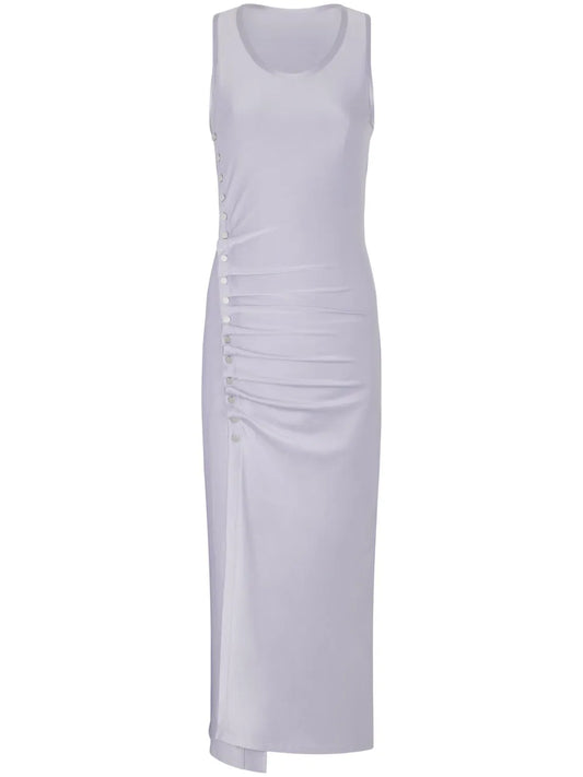 Stud-Detailed Sleeveless Midi Dress