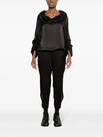 Shawl-Collar Satin Top