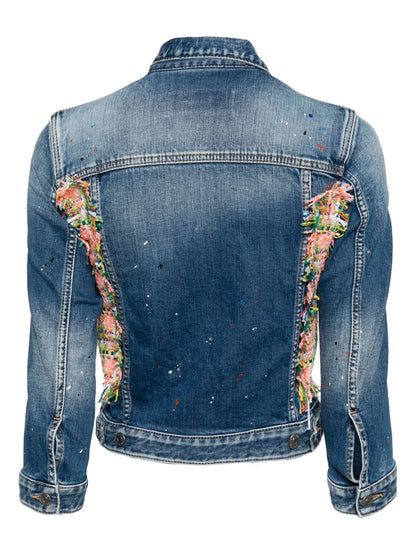 Paint-Splatter Panelled Denim Jacket