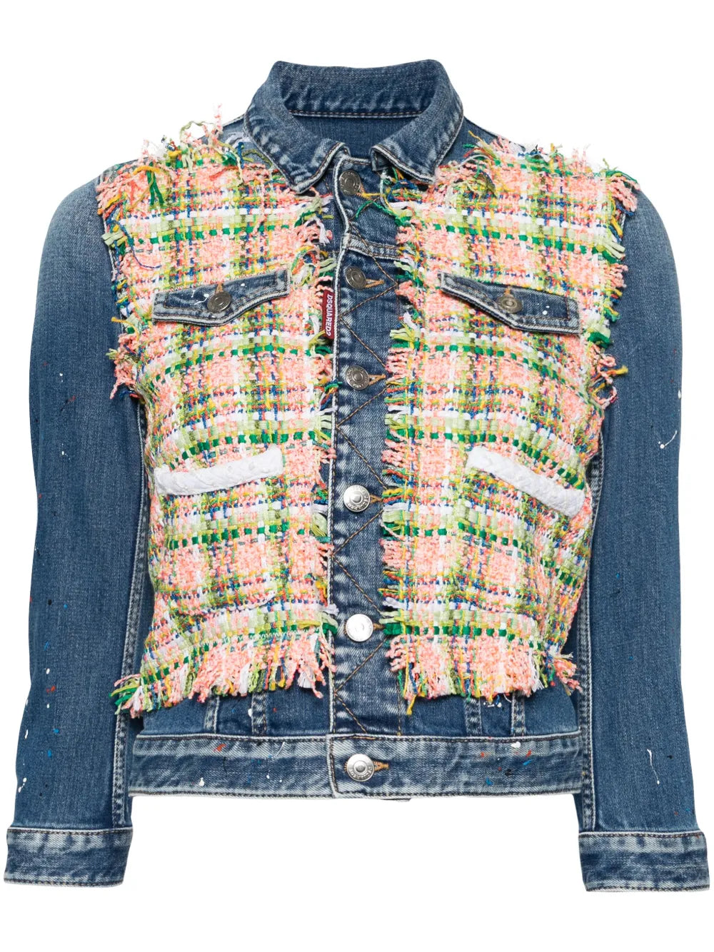 Paint-Splatter Panelled Denim Jacket