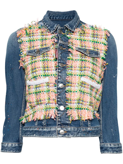 Paint-Splatter Panelled Denim Jacket