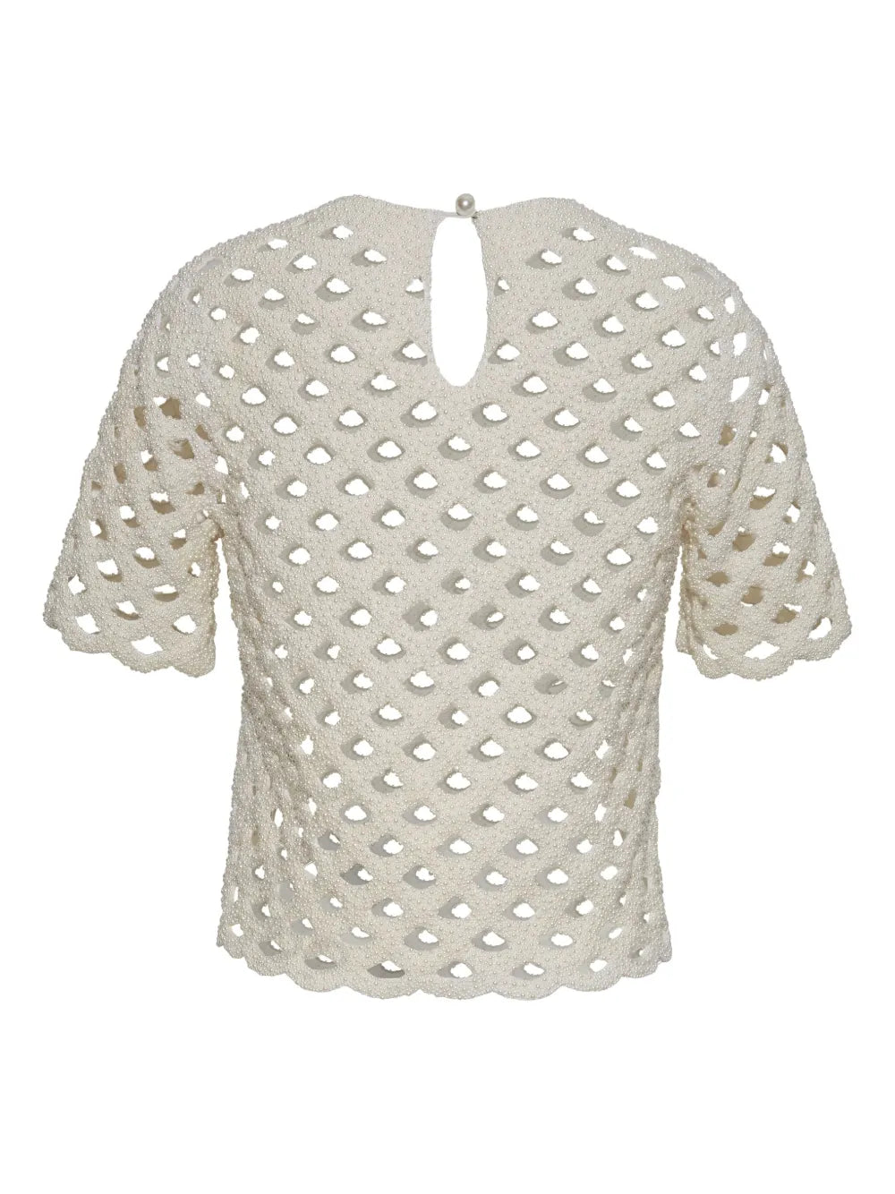 Open-Knit Faux-Pearl Blouse
