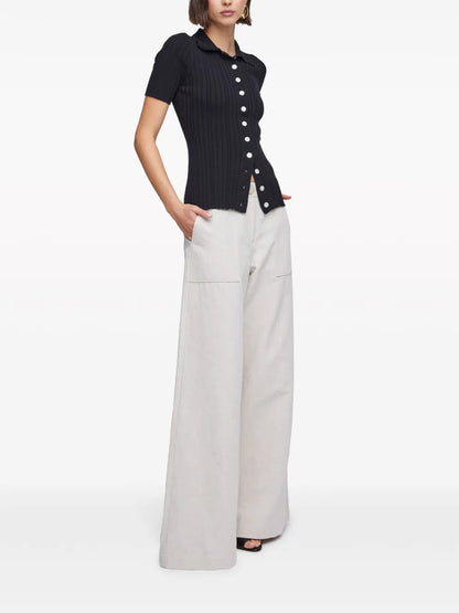 Avi Button-Up Ribbed Top
