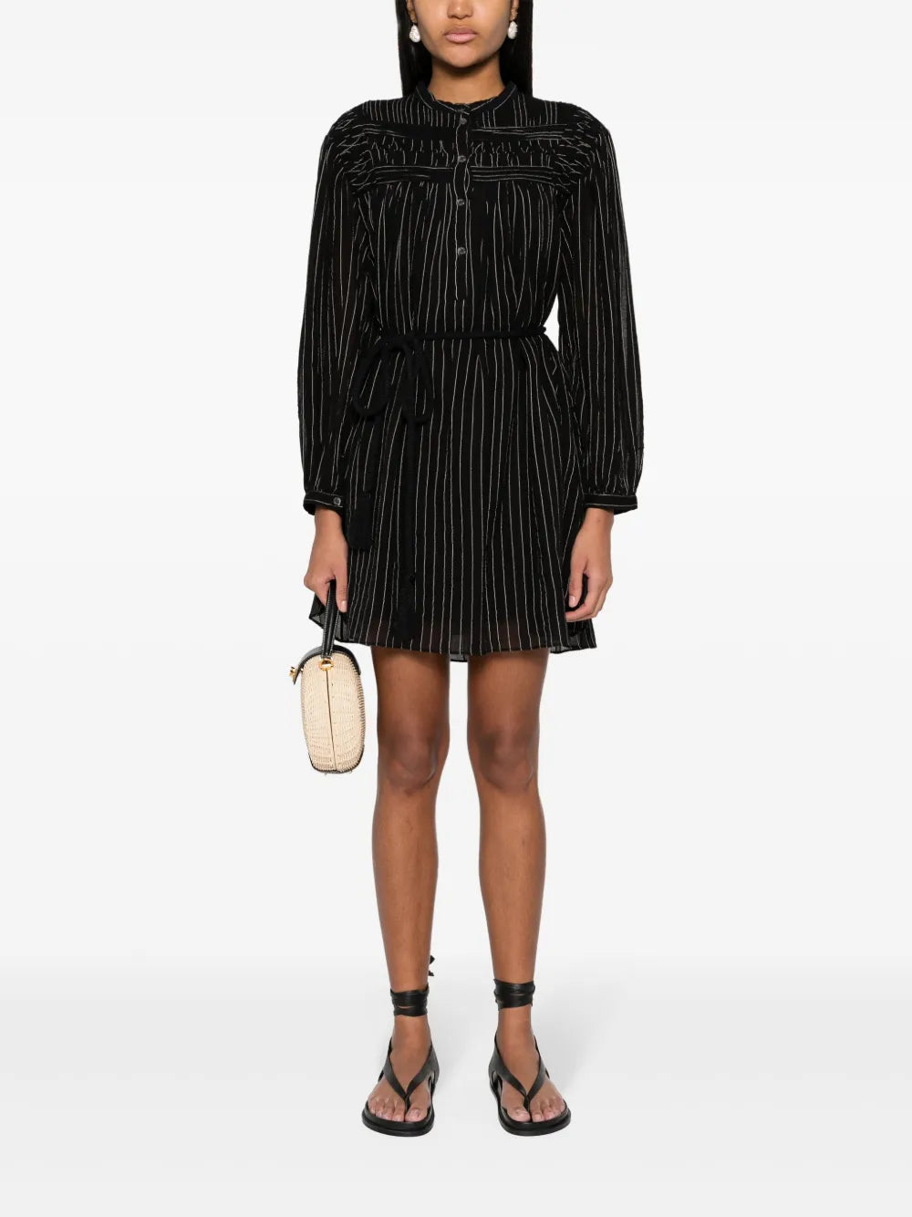 Leozi Striped Voile Mini Dress