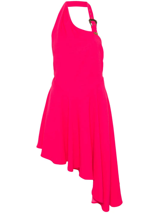 Logo-Engraved-Buckle Crepe Dress