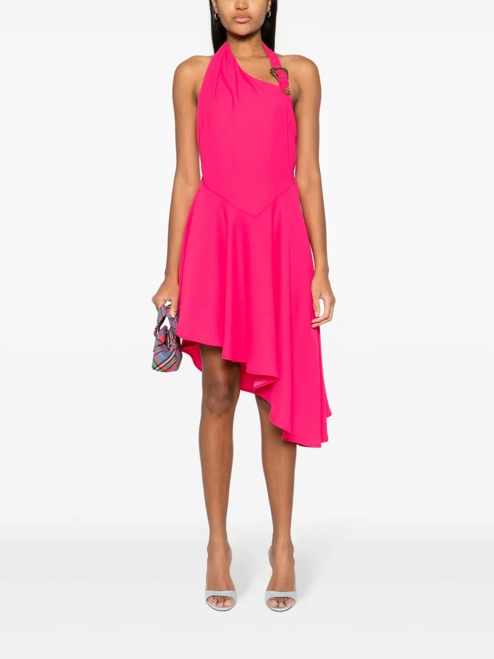 Logo-Engraved-Buckle Crepe Dress