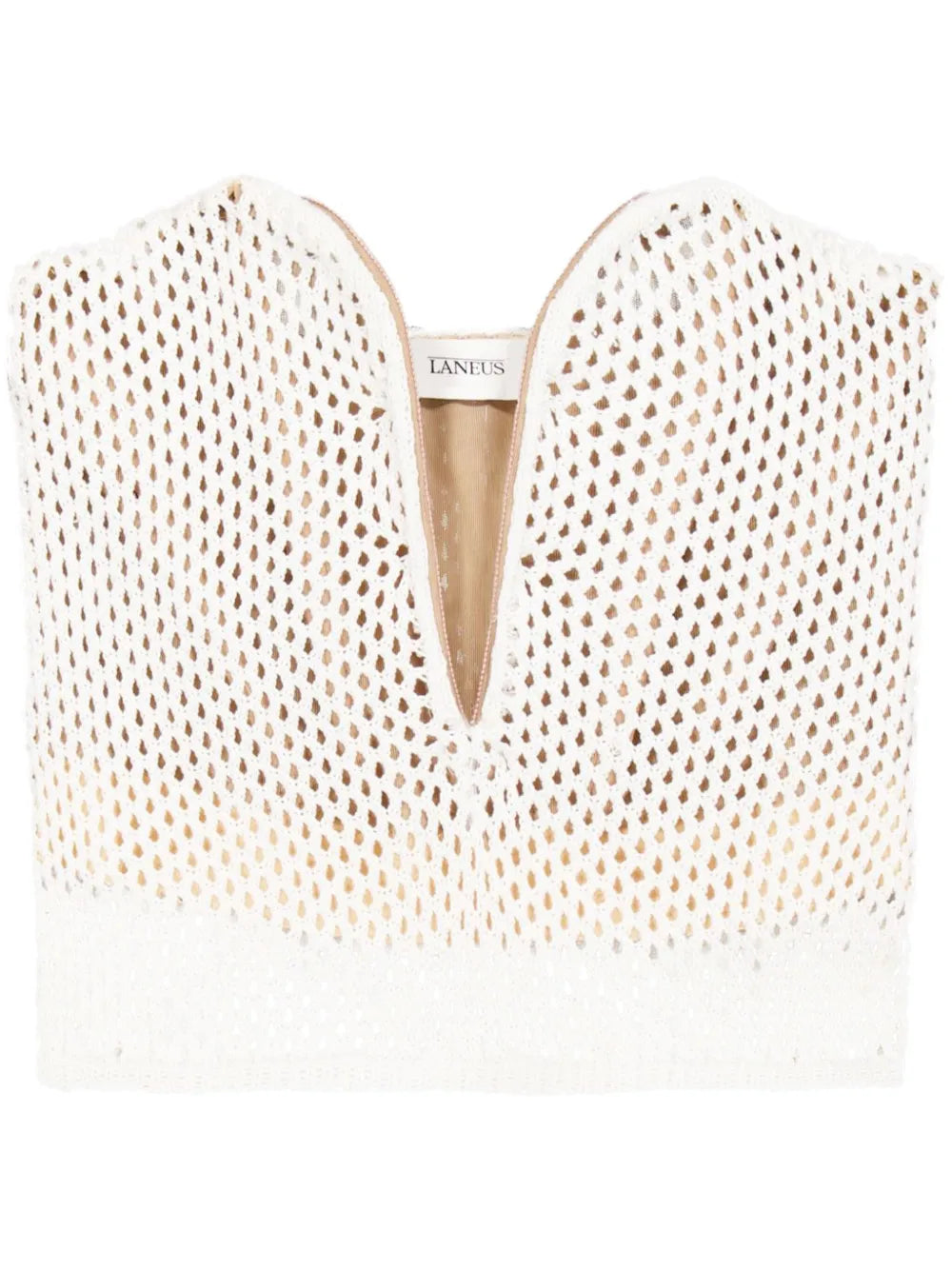 Crochet-Knit Strapless Top