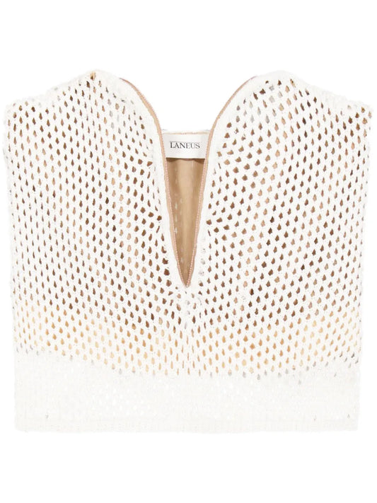 Crochet-Knit Strapless Top