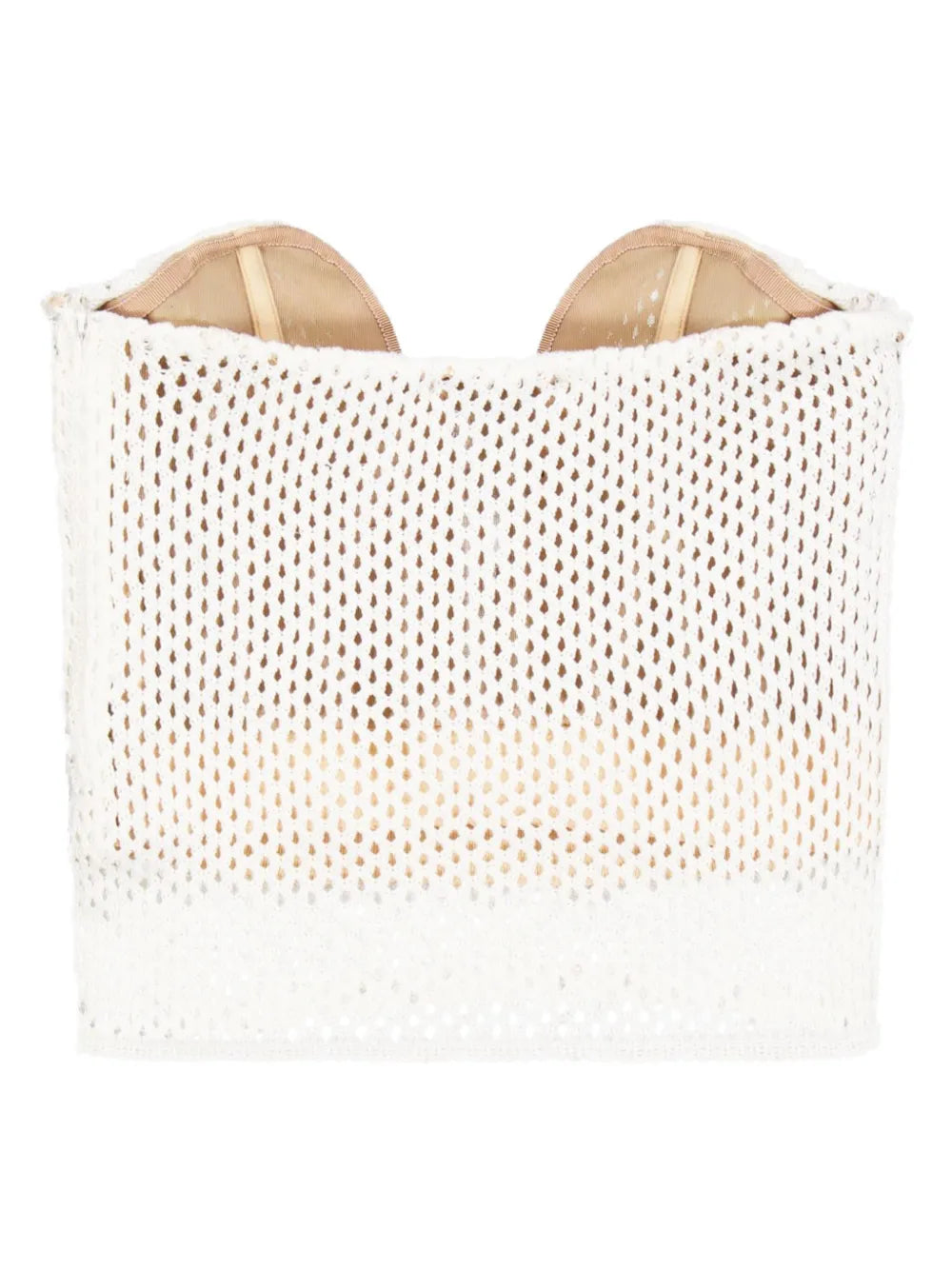 Crochet-Knit Strapless Top