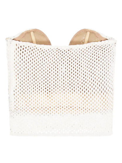 Crochet-Knit Strapless Top