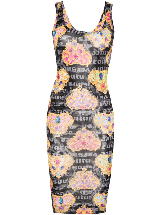 Heart-Couture-Print Jersey Dress