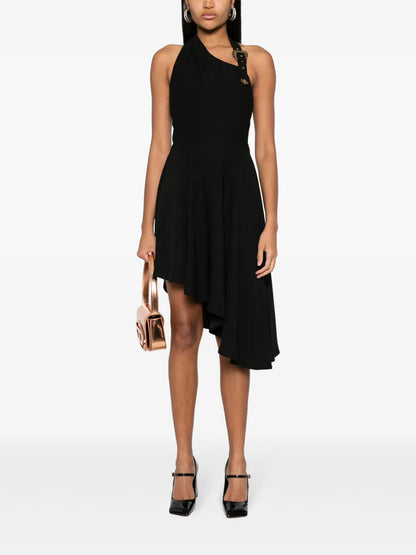 Logo-Buckle Crepe Dress