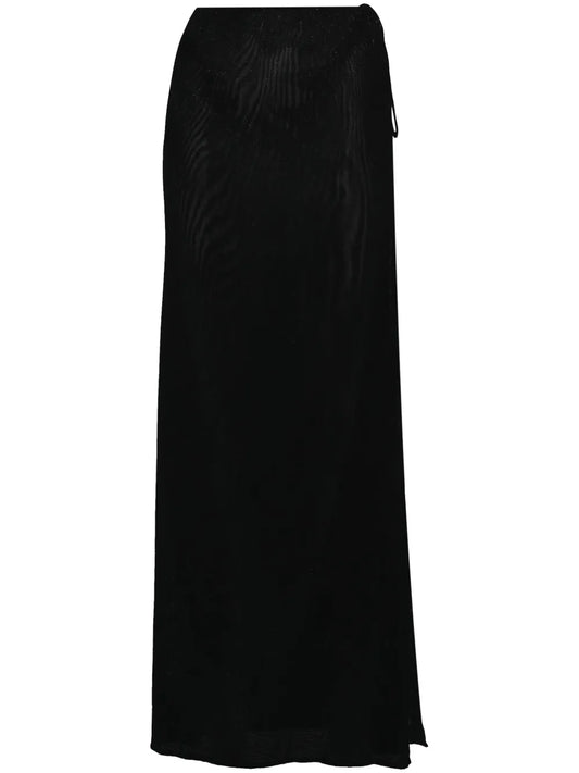 Semi-Sheer Long Wrap Skirt