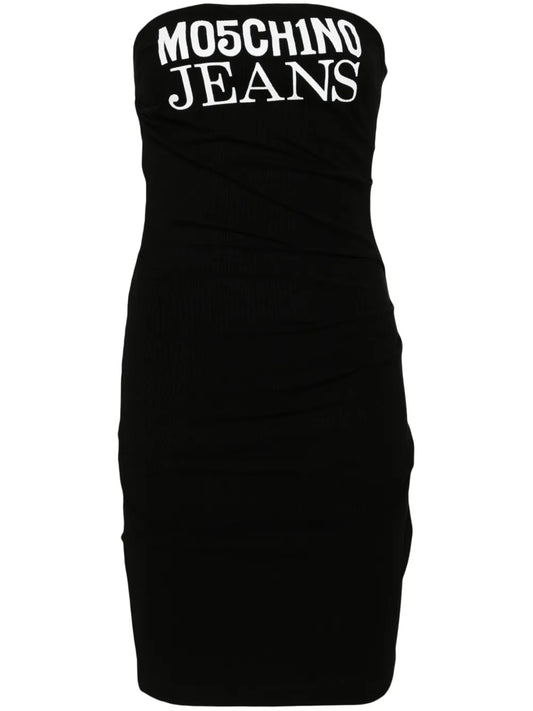 Logo-Print Ribbed Minidress