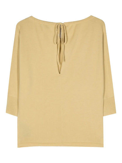 Tie-Fastening Wool Knitted Top