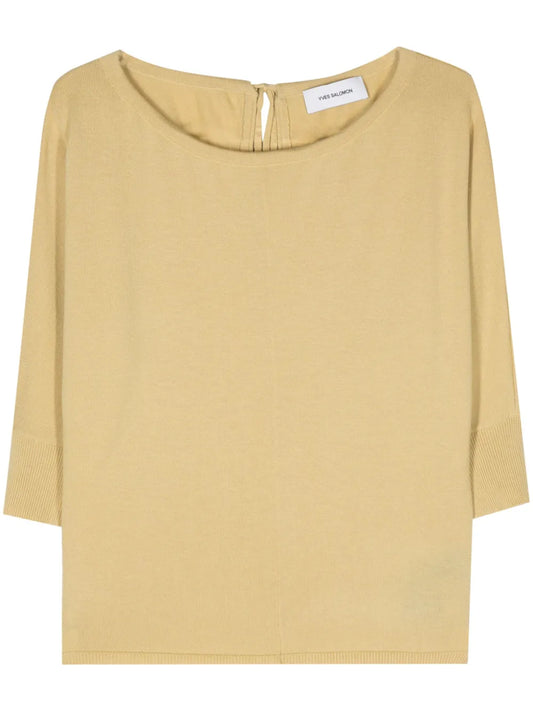 Tie-Fastening Wool Knitted Top