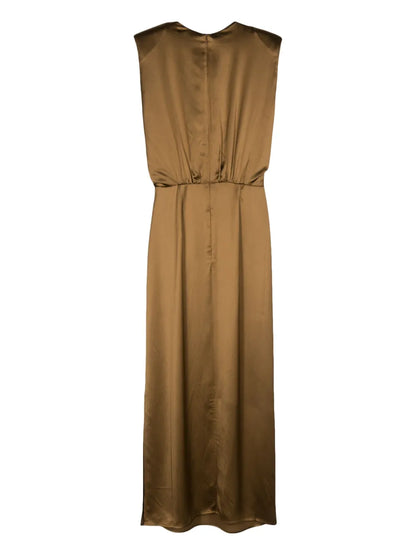 Pleat-Detail Satin Dress