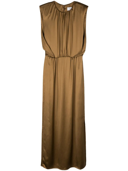 Pleat-Detail Satin Dress