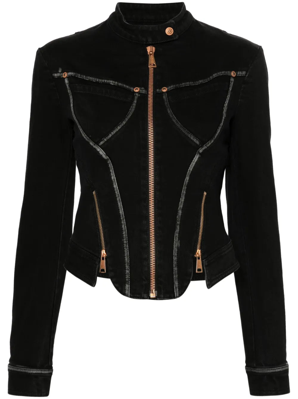 Zip-Detail Denim Jacket