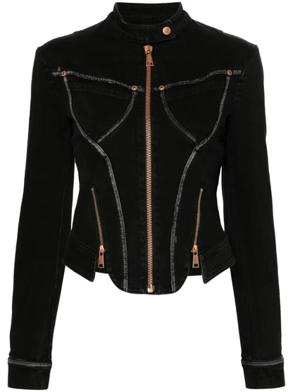 Zip-Detail Denim Jacket