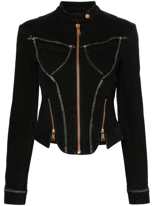 Zip-Detail Denim Jacket