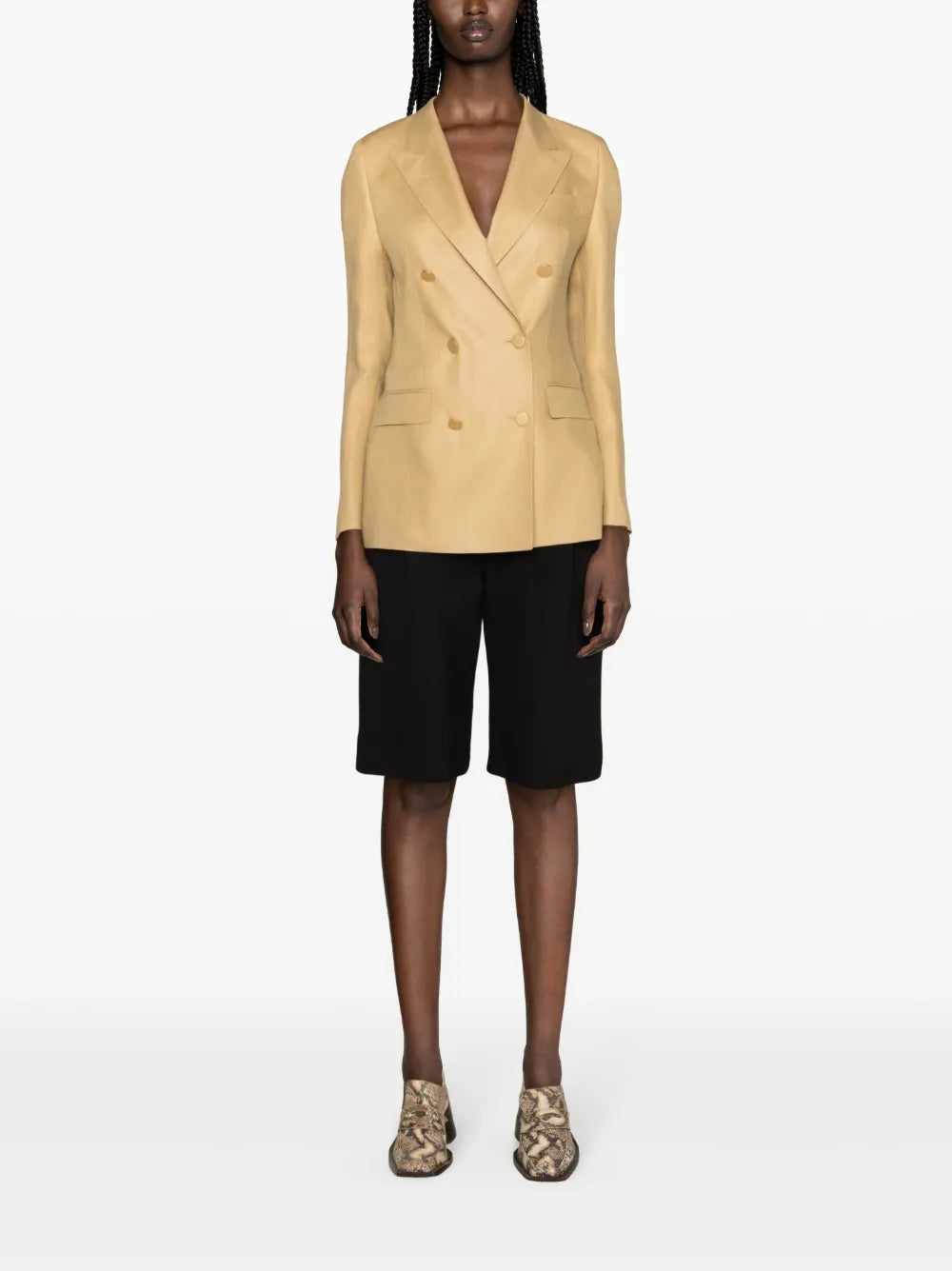 Double-Breasted Linen Blazer