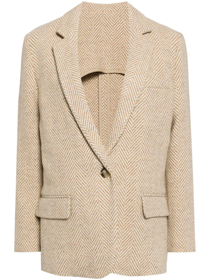 Charlyne Herringbone Wool Blazer