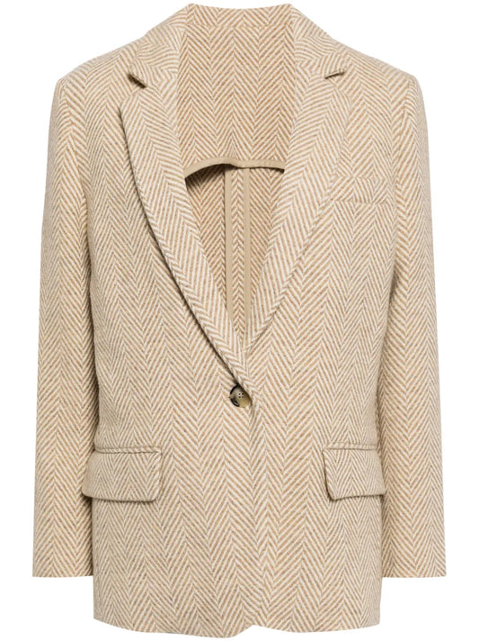 Charlyne Herringbone Wool Blazer
