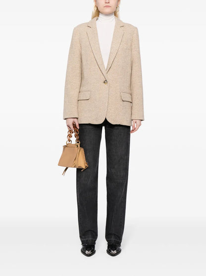 Charlyne Herringbone Wool Blazer