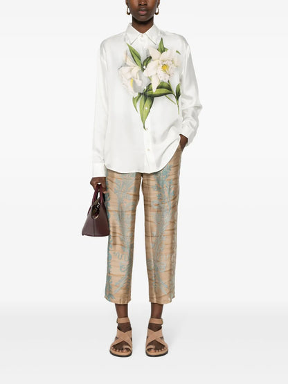 Aloe Floral-Print Silk Shirt
