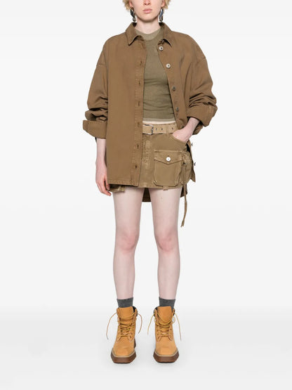 Fay Denim Cargo Miniskirt
