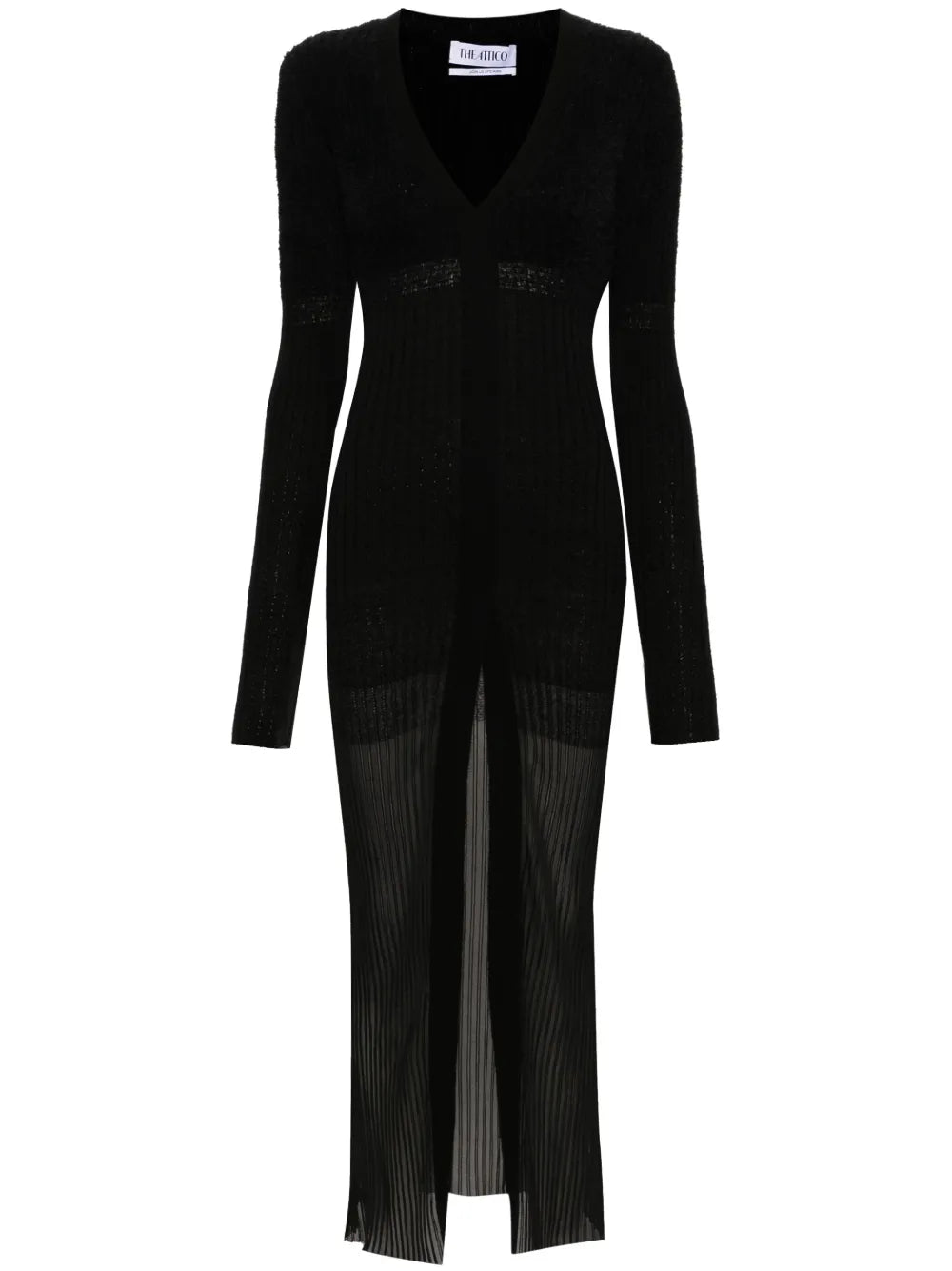 V-Neck Ribbed Midi Dress