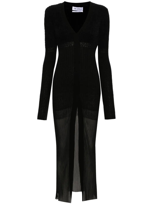 V-Neck Ribbed Midi Dress