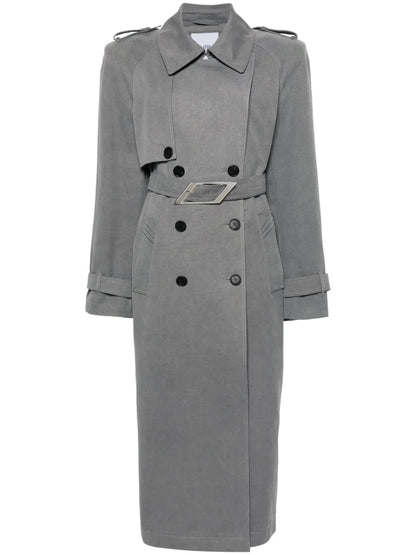 Shoulder-Pads Canvas Trench Coat