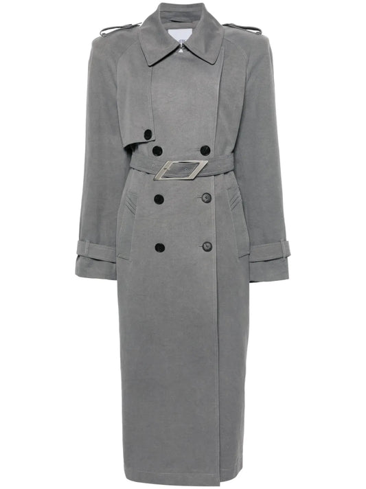 Shoulder-Pads Canvas Trench Coat