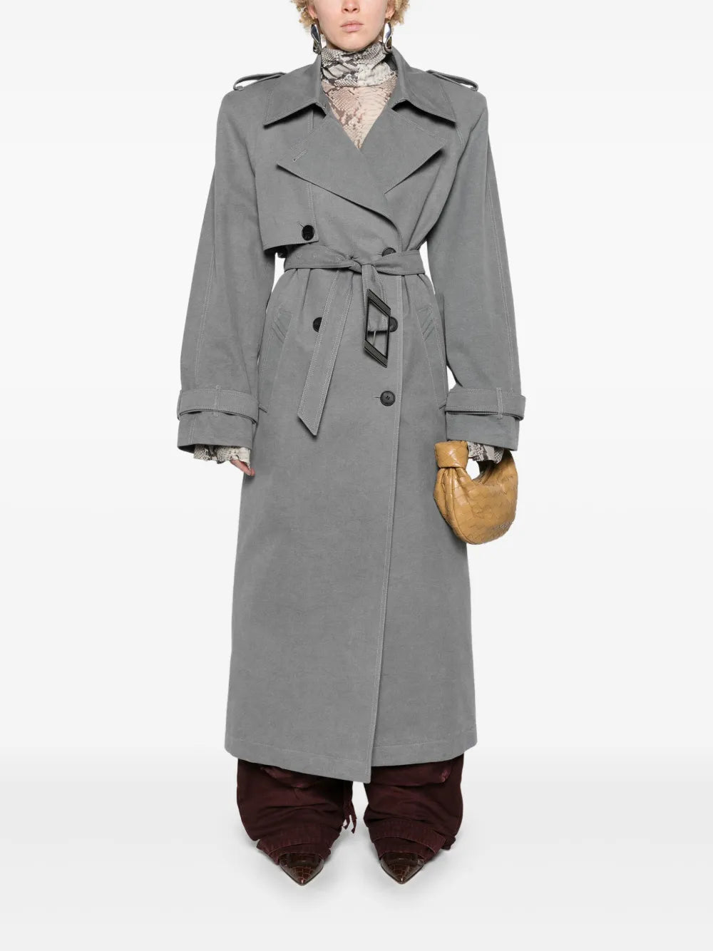 Shoulder-Pads Canvas Trench Coat