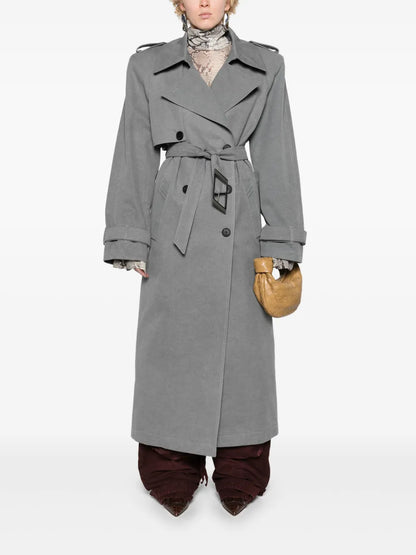 Shoulder-Pads Canvas Trench Coat